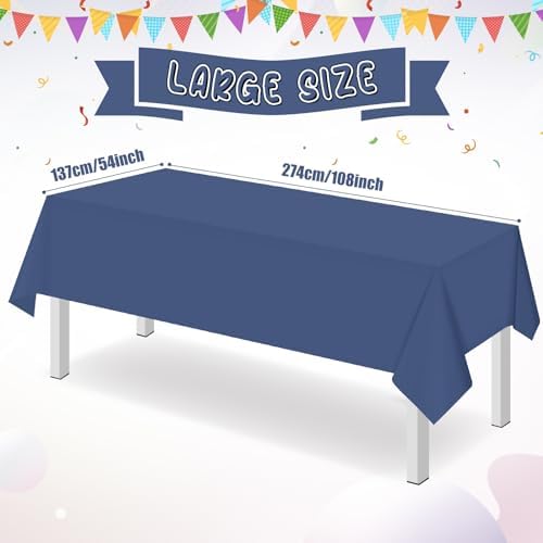 16 Pack Navy Blue Plastic Tablecloth for Rectangle Tables, Premium Decorative Navy Blue Disposable Table Cloths for Parties, Rectangle Party Table Cover for Birthday Wedding Banquet Event, 54x108 Inch - Image 2