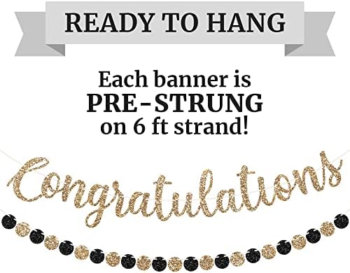 Pre-strung Congratulations Banner - Gold Glitter Congratulations Banner - Image 3
