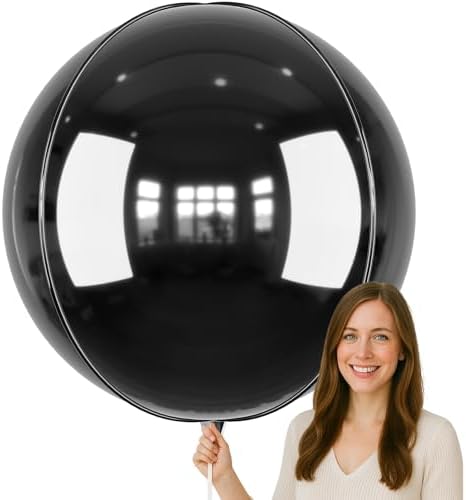 50 Inch Metallic Black Round Foil Balloons 3pcs Black Party Decor by vibzox