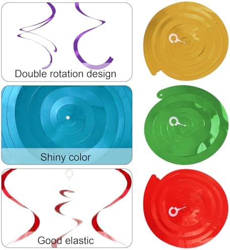 Colorful Ceiling Swirl Foil Decorations Hanging Plastic Streamer Themed Swirl Party Decoration for Wedding Thanksgiving Day Graduation Celebration, Pack of 28 (Rainbow) - Image 3