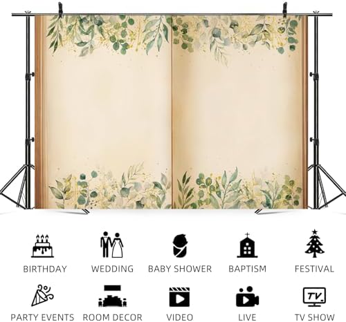 6x4ft Fairy Tale Books Backdrop Once Upon a Time Storybook Photography Background Green Leaves Foliage Old Open Magic Book Romantic Wedding Decorations Birthday Baby Shower Photo Booth Prop - Image 5