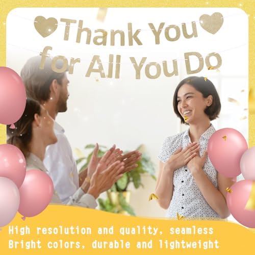 Thank You Banner Appreciation for Employee Appreciation Decorations Teacher Thanks Volunteer Events Office School Organization Thank You Parties (Champagne Gold) - Image 5