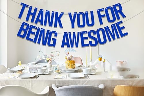 Thank You for Being Awesome Banner Blue Glitter, We Will Miss You Banner, Birthday,for Retirement Farewell Going Away Office Work Party Decorations Blue Glitter - Image 6