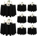 Fitable 8 Pack Black Round Tablecloths 120 Inch for 48"-96" Tables by Fitable