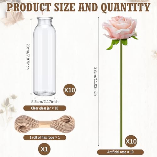 Qinyoung 10 Set Dried Pampas Grass Table Centerpiece for Wedding, Pink - Image 2