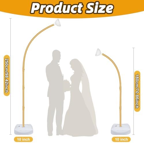 Balloon Arch Stand with Base 8.2FT & 6FT Gold Half Arch Balloon Stand - Image 2