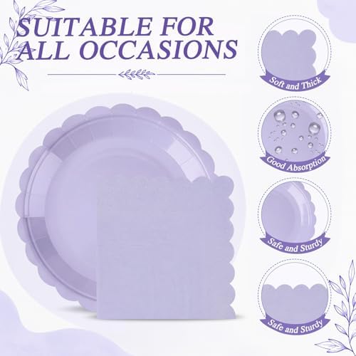 120 Pcs Purple Plates and Napkins 7in Disposable Paper Tableware - Image 4