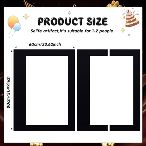 Beeveer 32 x 24 in Large Photo Booth Selfie Frame Props, Black Horizontal - Image 2