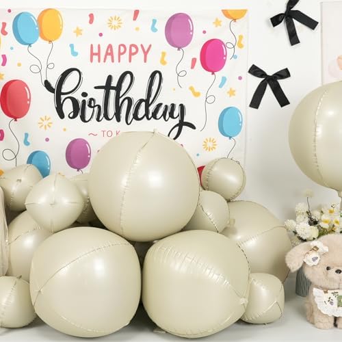 12 Pcs Cream White Round Foil Balloons Boho Birthday Prom Decor 22" 10" - Image 3