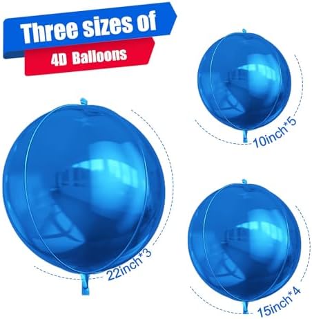 12PCS Dark Blue Round Foil Balloons 22" 15" 10" Metallic Blue Balloons - Image 2