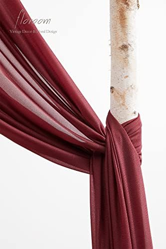 Floroom Wedding Arch Draping Fabric 2 Panels 20Ft Burgundy Chiffon Fabric Drapes Arbor Drapery Wedding Ceremony Reception Swag Dark Red Decorations - Image 5