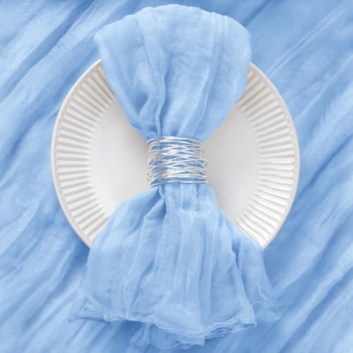 DeZerlor Baby Blue Washable Cheesecloth Napkins Set of 12 for Wedding Party - Image 2