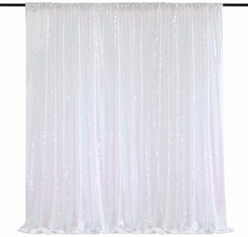 White Iridescent Sequin Backdrop 7ft x 7ft Glitter Photo Booth Backdrop by QueenDream