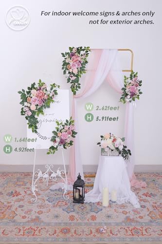 Odouzy Pack of 2 Wedding Arch, Artificial Flowers, Wedding Decor，Flower Garland Be Suited to Banquet, Party, Reception Entrance Welcome Sign and Background Decoration (Dusty Pink)… - Image 5