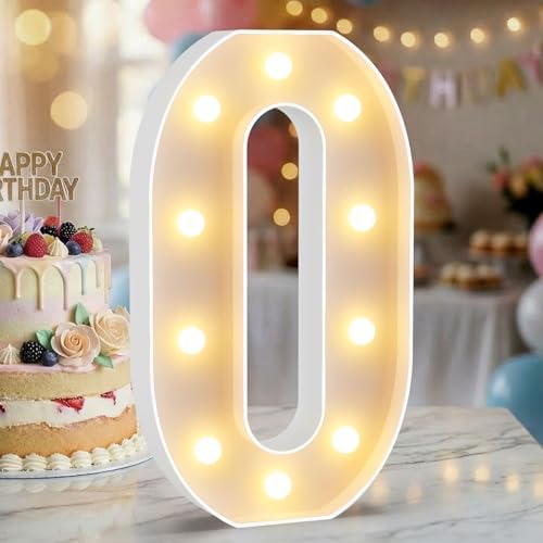 12.6 Inch Marquee Light Up Numbers 0 for Party Decorations by NANXU