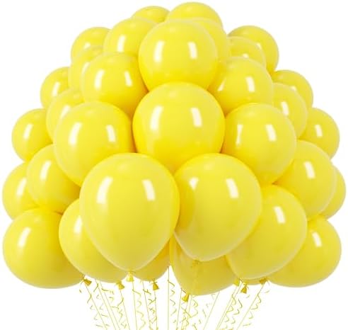 Voircoloria 110pcs Yellow Latex Party Balloons, 12inch by Voircoloria