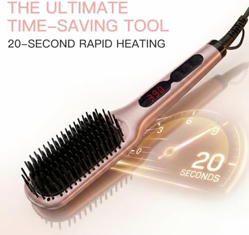 MEGAWISE Hair Straightener Brush, Ionic Ceramic Heated Brush - Image 2