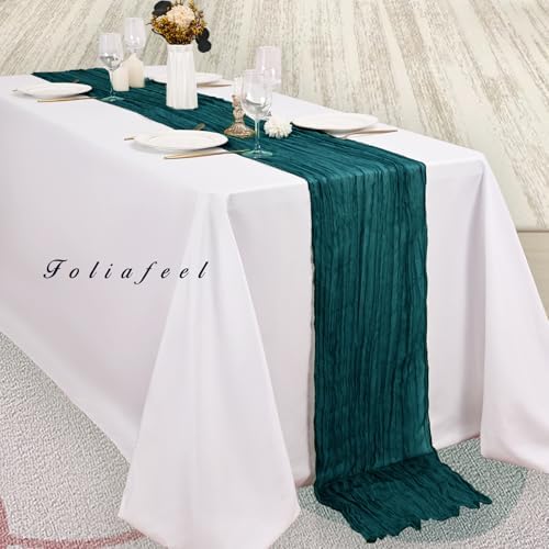 6 Pack Teal 10FT Cheesecloth Table Runner Rustic Gauze Cheese Cloth Table Runner for Wedding Bridal Baby Shower Table Decorations Boho Fabric Sheer Birthday Party Table Decor 20 x 120 Inch Long - Image 4