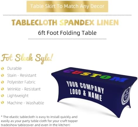 Custom Table Cloth with Business Logo Add Your Text Picture Name Logo Personalized Table Cloth Customized Tablecloths for Business Decor Birthday Party Wedding Decor - 6 FT - Image 4
