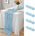 4 Pack Baby Blue Cheesecloth Table Runner 10Ft, Gauze Table Runners 21.5 x 120 inch,Semi Sheer Cheese Cloth Fabric Runner Bulk for Wedding,Party,Baby Shower,Bridal Shower by Yemosa