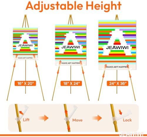 JEAWIWI 6 Pcs Lightweight Easel Stand, 66 Inch, Gold, with Portable Bags - Image 4