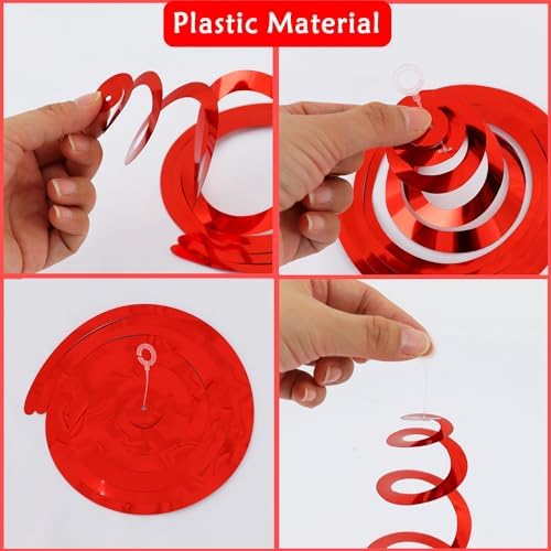 BEISHIDA 24Pcs Red Green Gold Hanging Swirls Birthday Christmas Decor - Image 3