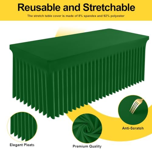Smiry Spandex Elastic Fitted Table Cloth Skirt for 6FT Rectangle Table - Image 2
