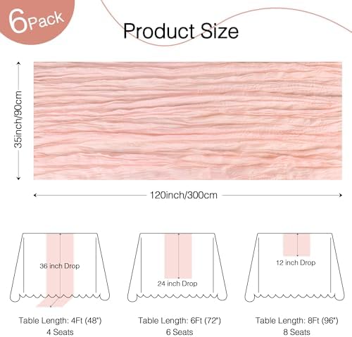 12 Pack Dusty Pink Cheesecloth Table Runner Boho Gauze Home Decor - Image 2