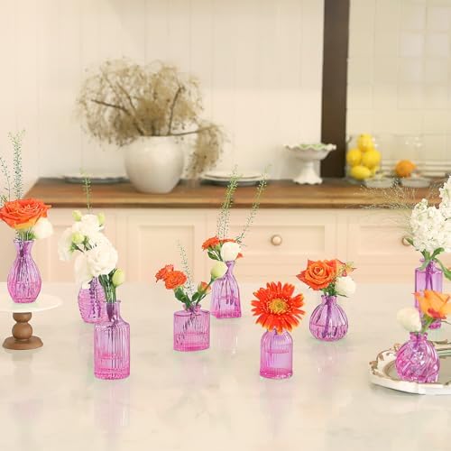 24PCS Bud Vases for Decor Cool Hot Pink Small Glass Flower Vase in Bulk Wedding Centerpieces Bridal Shower Decorations for Women - Image 7