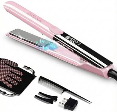 DORISILK 500 Degree High Temp Professional Hair Straightener，30s Fast Heating Ceramic Flat Iron ，2 in 1 Hair Straightener and Curler，Plasma Flat Iron Get Frizz-Free and Shiny(Pink) by DORISILK