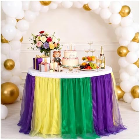 THARAHT Tulle Table Skirt 6FT 180CM Long for Rectangle Tables Round Tables Ruffle Desk Skirt for Princess Girls Birthday Party Cake Dessert Decorations Table Skirt by THARAHT