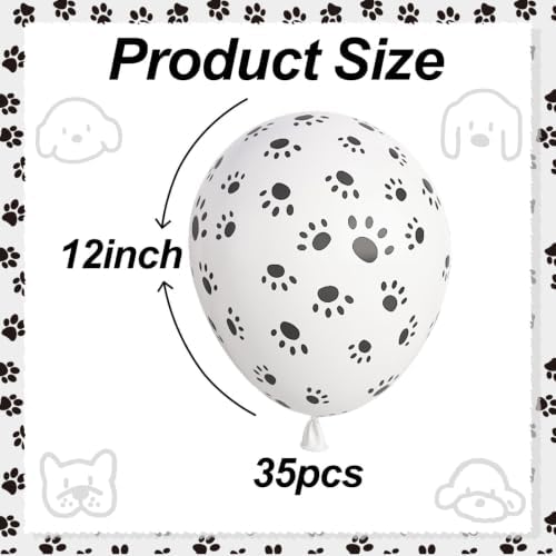 Dog Paw Print Balloons, Cute Puppy Pet Theme Birthday Latex Balloons for Boys Girls, Black White Dog Party Decorations Supplies for Kids Children Dogs Lover Farm Animal Theme Baby Shower Party Decor - Image 2