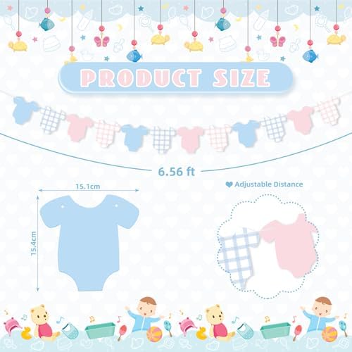 Weysat 2 Pcs Gender Reveal Banner Decorations Pink Blue Plaid Banner - Image 2