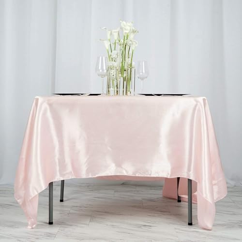 Balsa Circle 10 pcs 72x72 inch Blush Square Tablecloth Satin Fabric Overlays Linens | Table Cloths Cover for Wedding Party Banquet Reception Events Decoration Kitchen Dining Events Kitchen Dining - Image 5