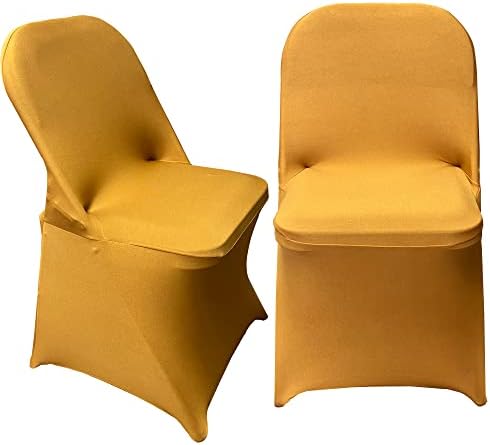 HAINARverS Folding Chair Covers for Wedding, 10pcs Gold - Image 4