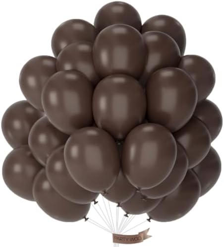 PartyWoo Dark Brown Balloons 50pcs Boho Coffee Neutral Fall Color 12 Inch by PartyWoo