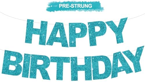 BEISHIDA Pre-Strung Lake Blue Happy Birthday Banner Party Sign Decoration by Beishida