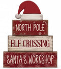 Moucuny 4 Pcs Christmas Elf Table Decorations Wooden Santa Hat Block Signs by Moucuny