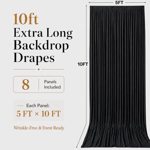 40x10 FT Black Backdrop Curtains for Weddings, Parties and Photo Booths - Image 5