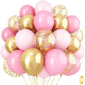 Pink Gold Balloons Set, 12 Inch Matte Pink Pastel Baby Pink Metallic Gold Confetti Latex Balloons for Girls Women, Pink Gold Party Balloons for Birthday Baby Bridal Shower Wedding Party Decorations by Isndare