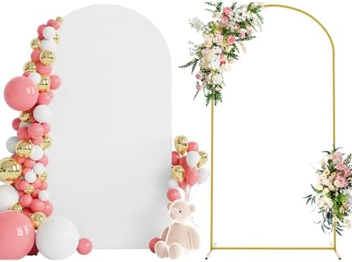 Wokceer 7.2FT Arch Backdrop Stand and Cover Set,Arch Stand with White Cover by Wokceer