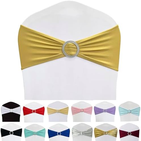 Spandex Chair Sashes Bands, Gold New, 100PCS by Maiangel