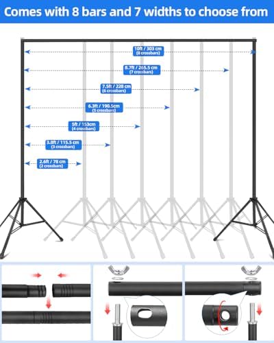 Hemmotop Backdrop Stand 10x8ft, Versatile Sizes Adjustable Banner Holder - Image 3