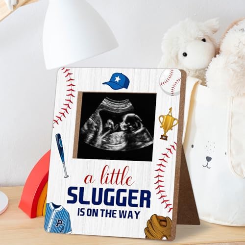 Baseball Baby Shower Decoration Frame, A Little Slugger Is On The Way Baby Shower Decorations, New Mom Expecting Parents-to-Be Keepsake Gifts, Pregnancy Milestone Keepsake, Gender Reveal Gifts - Image 3