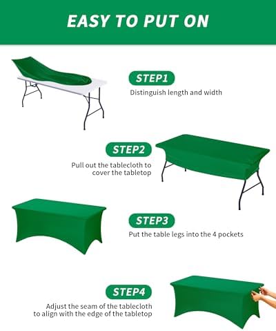 Fixwal 6 Pack 6FT Green Tablecloth Rectangle Spandex Fitted Table Cover - Image 5
