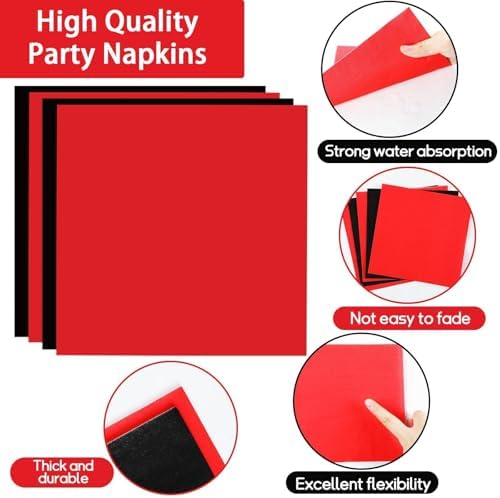gisgfim 50 Guests Red and Black Party Supplies Decoration Black and Red Birthday Plates and Napkins Forks Red Black Disposable Tableware Red Birthday Party Paper Plates for Boys Girls Party 200PCS - Image 4