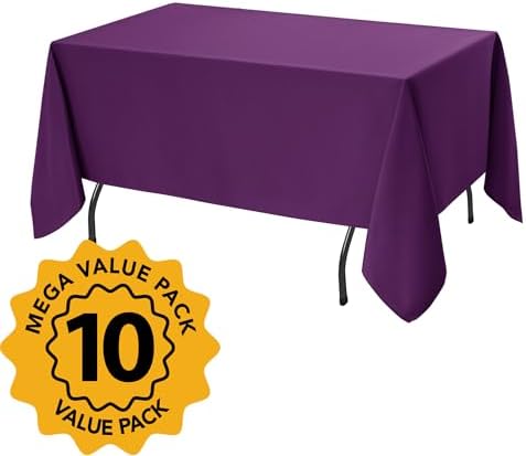 10-Pack Purple Tablecloths for Rectangle Tables, 60 x 120 Inches - Image 2