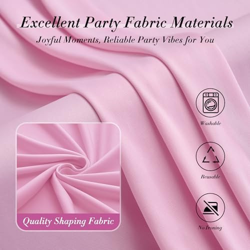 40 ft x 10 ft Wrinkle Free Baby Pink Backdrop Curtain for Parties, 8 Panels 5ftx10ft Polyester Photo Backdrop Drapes for Baby Shower Birthday Party Photography Wedding Backdrop Stand - Image 3