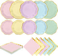 Kochorie 100 Pcs Pastel Scalloped Paper Plates and Napkins by Kochorie