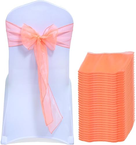 Pack of 25 Organza Chair Sashes for Wedding & Event Décor – Light Orange by MDS